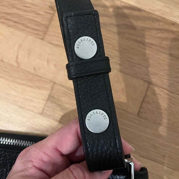 ALLSAINTS All Saints Kita Pebbled Leather Crossbody Shoulder Bag Black - Picture 5 of 6